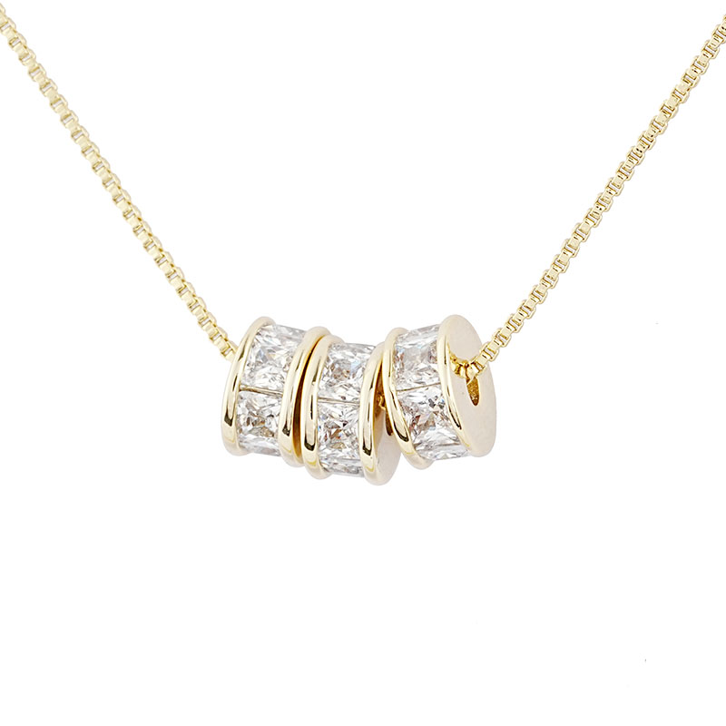 Charm-Halskette mit CZ-Ringen