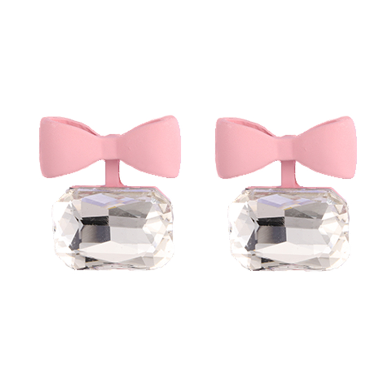 Ohrringe mit rosa Kristallschleife 0,7–1,2 $