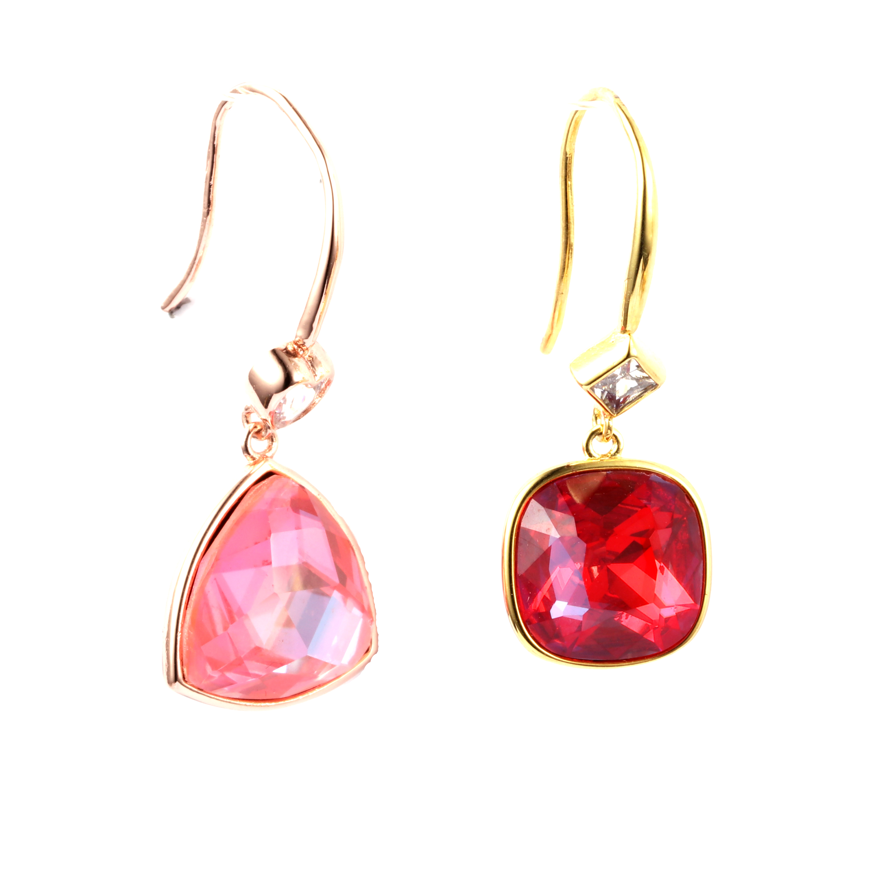 Rosa und rote Kristall-Essringe