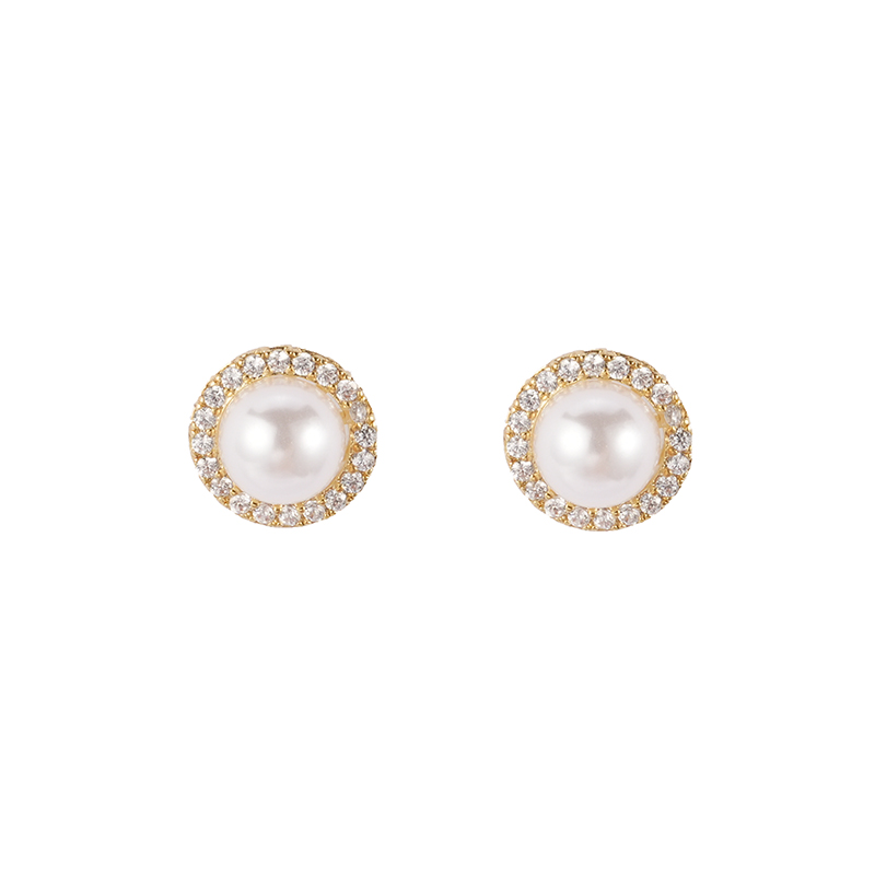 Runde Ohrringe mit Perlen und Zirkonia 1,3–1,55 $