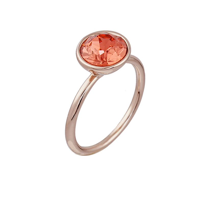 Ring aus rosévergoldetem, sulfarbenem Glaskristall
