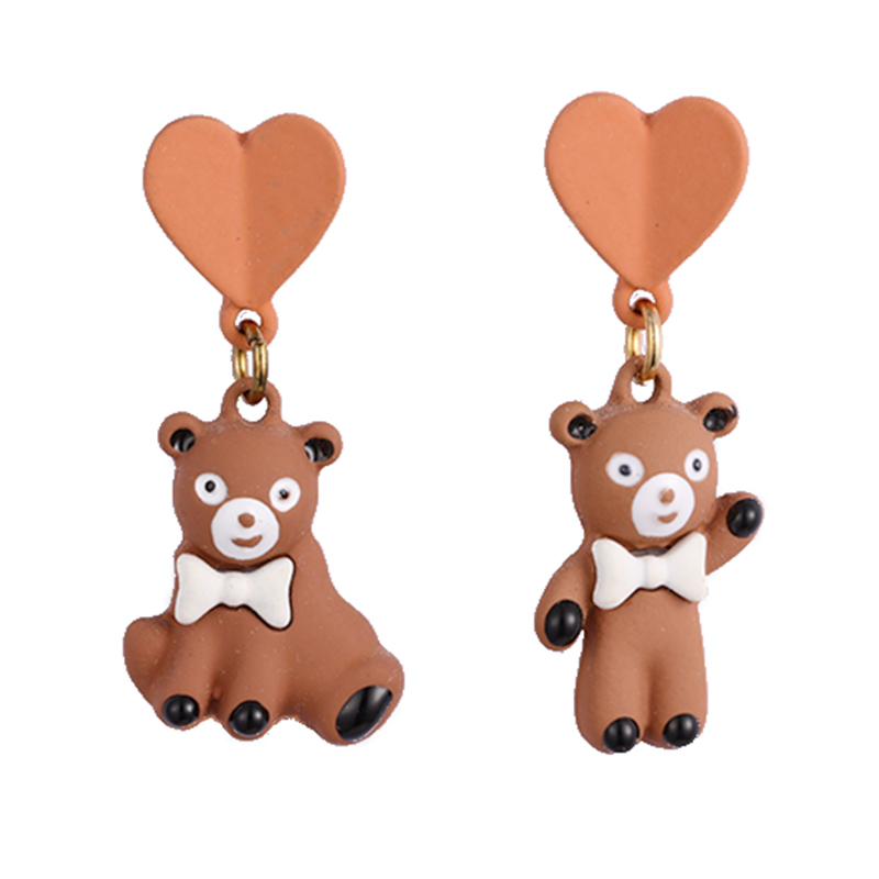 Niedliche asymmetrische Bären-Ohrringe, mehrfarbig, 0,9–1,4 $