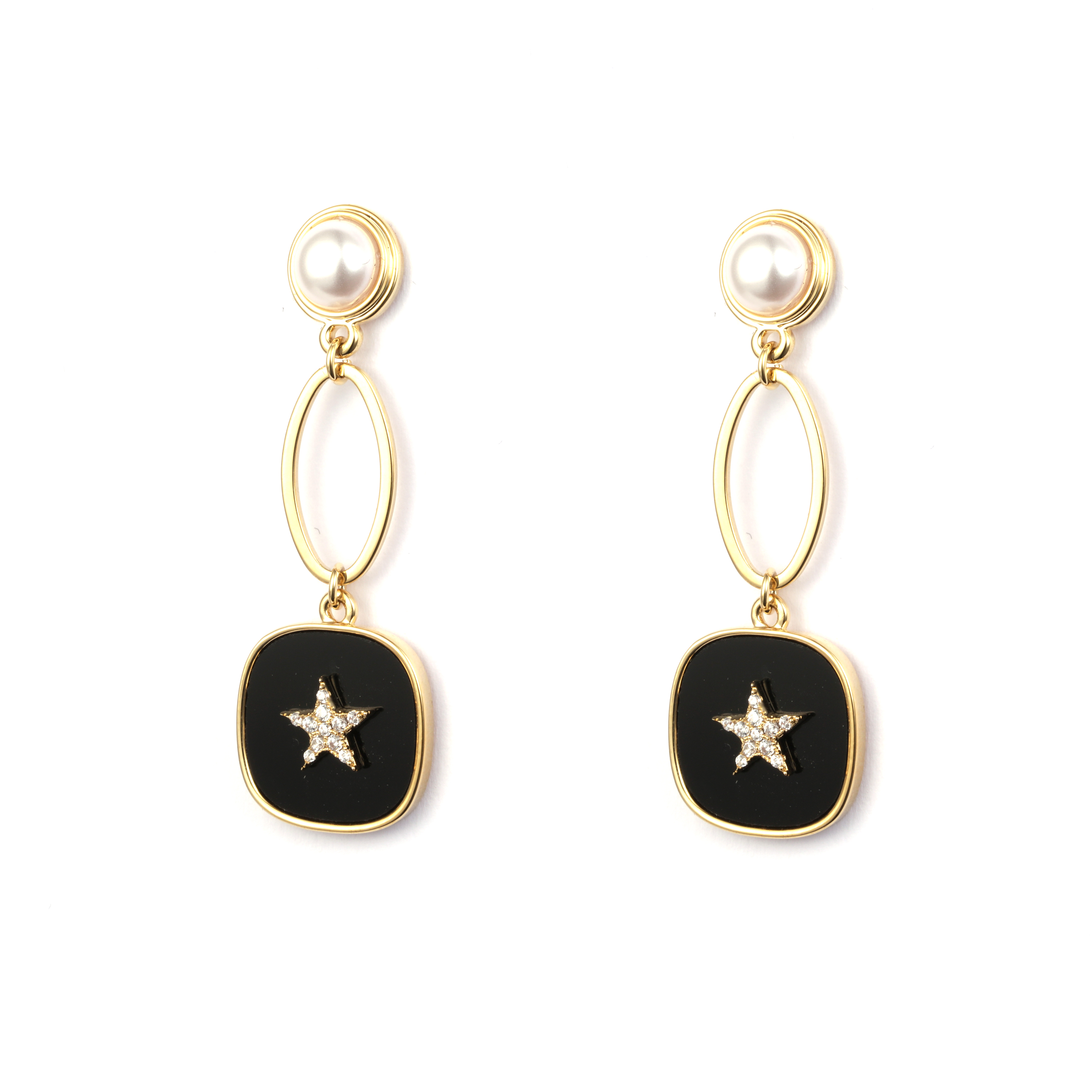 Mode-Ohrringe mit emaillierten Perlen und CZ 