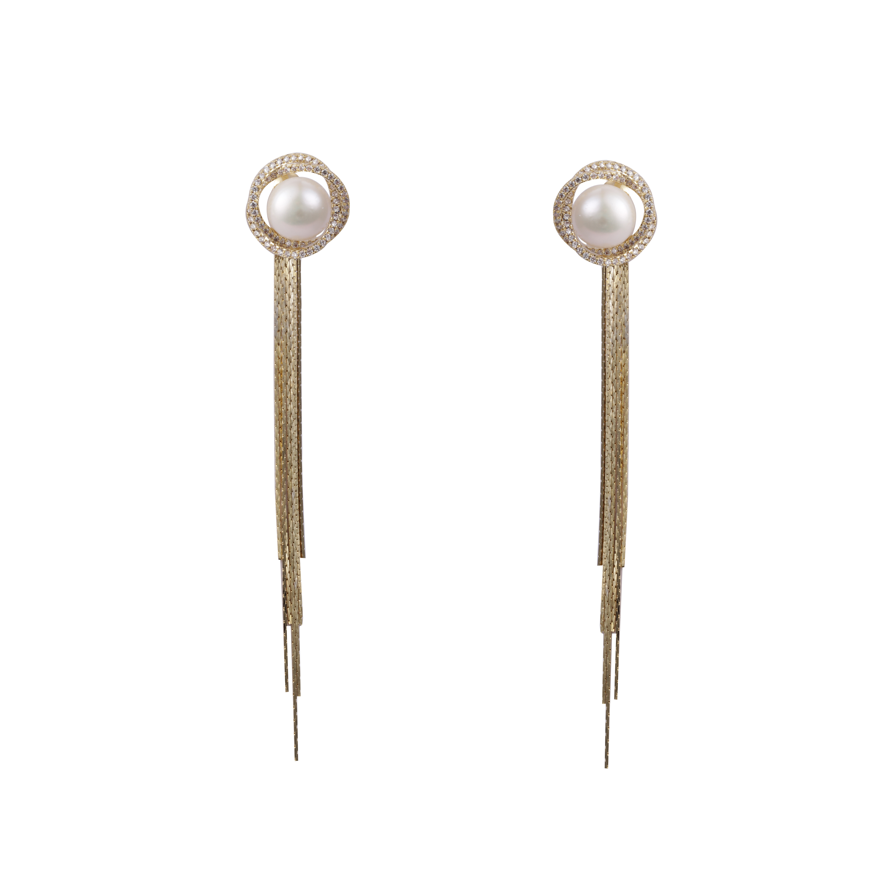 Modische Perlen-Quasten-Ohrringe