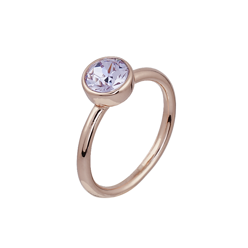 Lavendel-Glaskristall-Ring, rosévergoldet