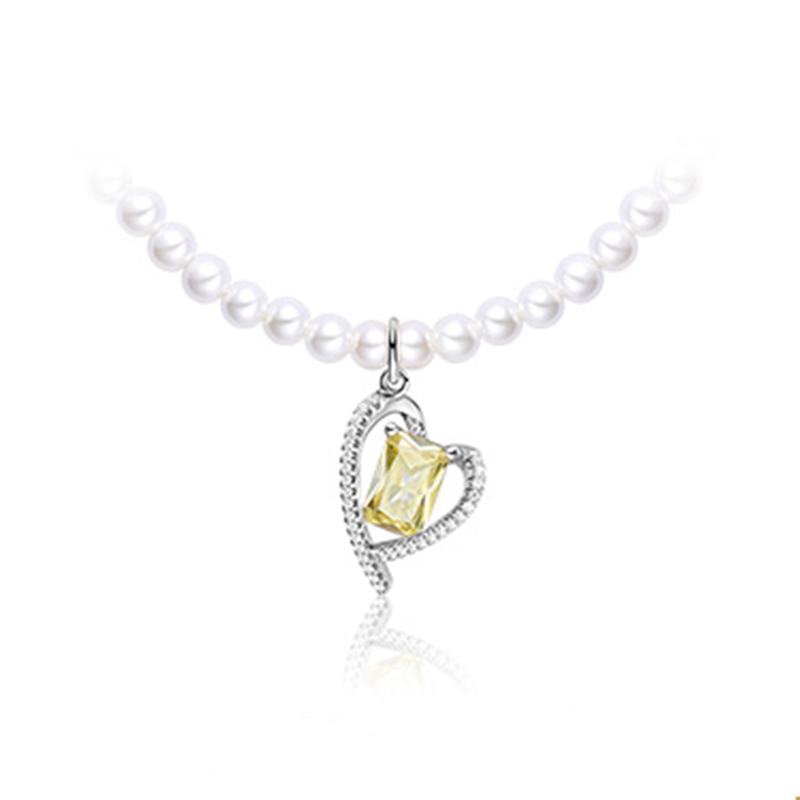 Perlenkette mit gelbem Liebesanhänger NTB042
