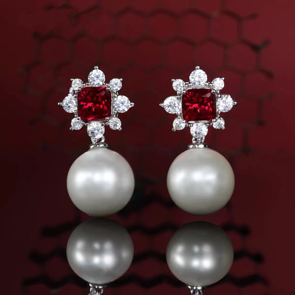 Rote Stein-Mode-kundenspezifische Perlen-Ohrringe ETB005
