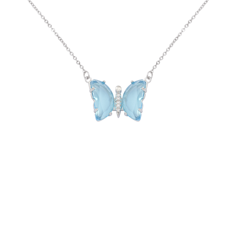 Blaue Strass-Schmetterlings-Charm-Halskette
