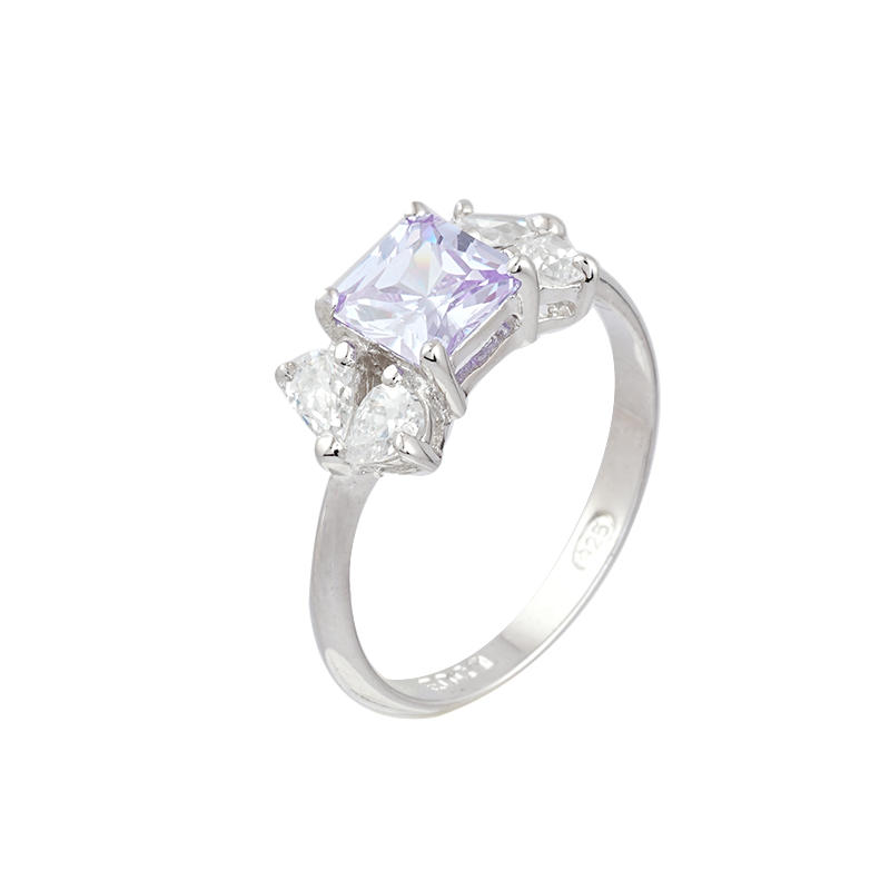 Lavendel-Glas-Kristall-Ring