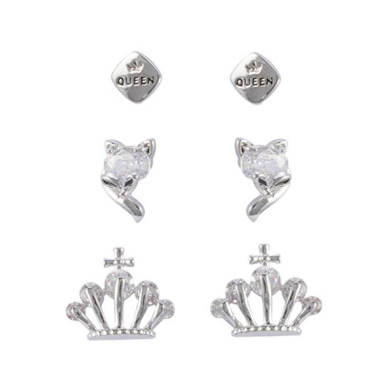 Vorrätig: 3 Paar Royal Crown Cz-Ohrringe2,14–2,5 $