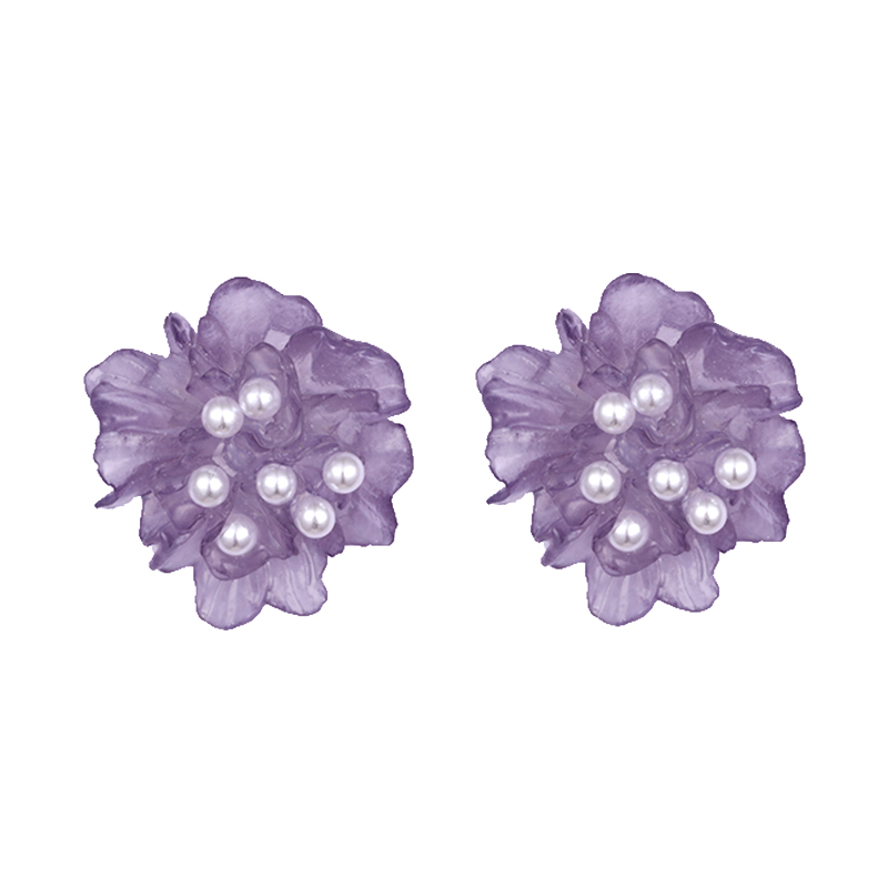 Kleine frische Perlenohrringe mit lila Blumen0,7–1,2 $