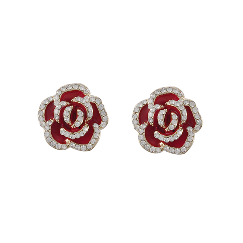 Ohrringe mit roten Blumen und kubischen Zirkonia2,0–2,5 $