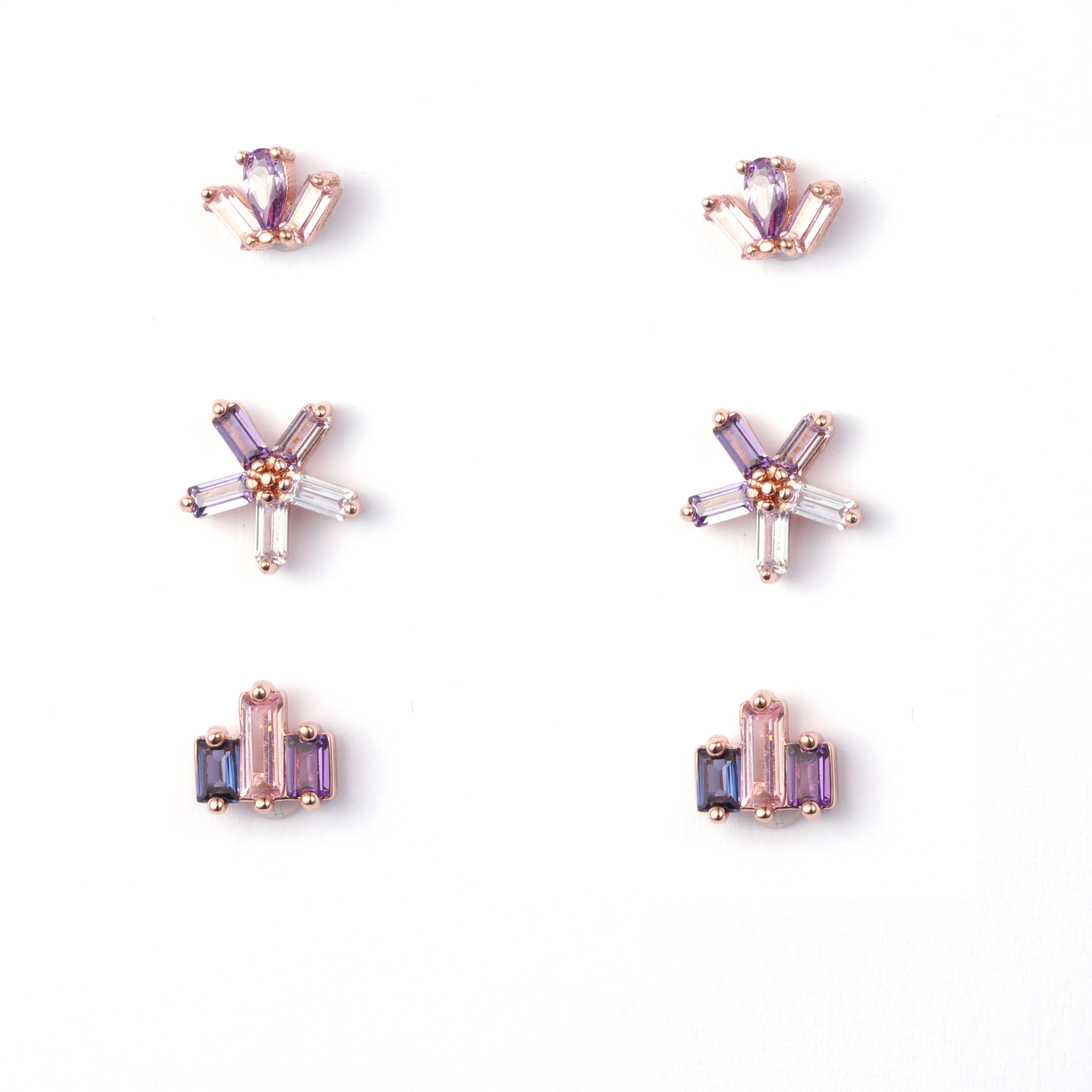 Mehrfarbiges Kubc-Zirkon-Ohrring-Set