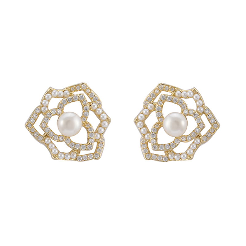 Vorrätige Ohrringe mit gemischten Rosen-CZ-Perlen
