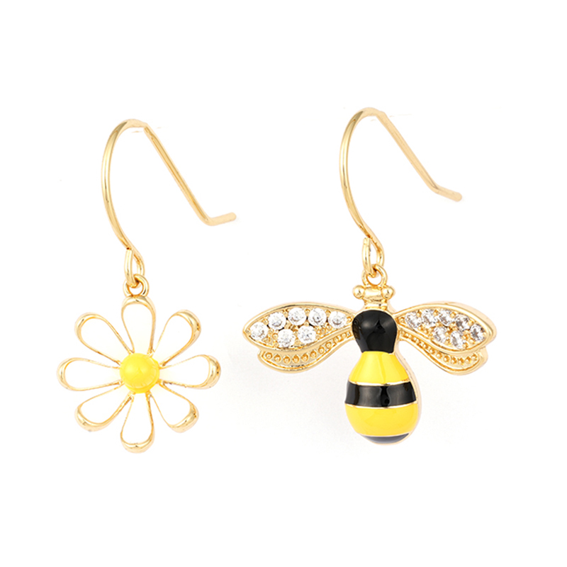 Vorrätig: Mehrfarbige Ohrringe mit Honigbiene und Blumen1,6–2,1 $