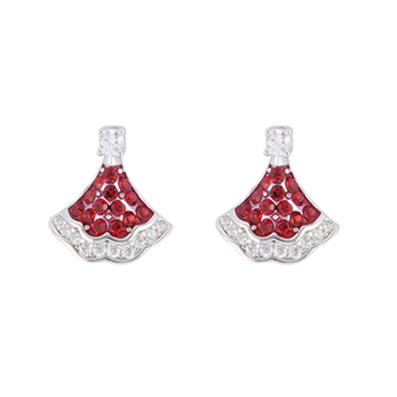 Rote Rock-Ohrringe mit farbigem Steindekor