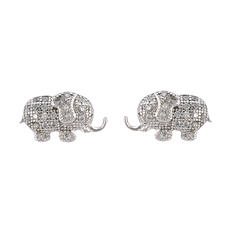  Elefanten-Ohrringe mit Zirkonia-Dekor