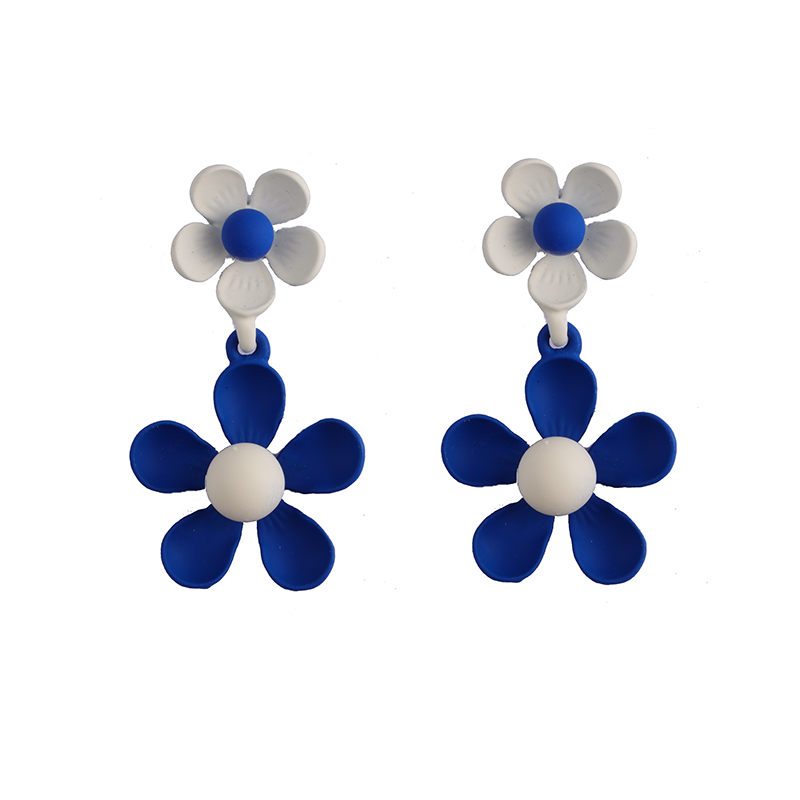 Mehrfarbige Ohrringe mit blauen und weißen Blumen 0,9–1,4 $