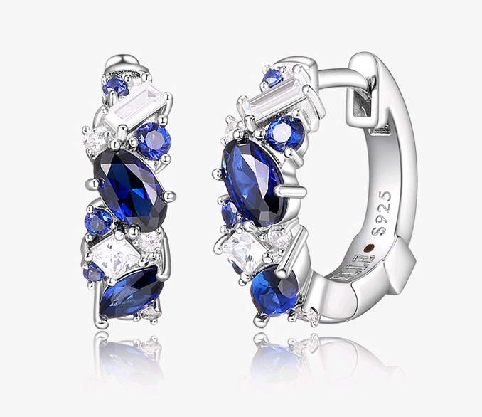 Ohrringe aus 925er-Sterlingsilber mit blauem Edelstein ETB063