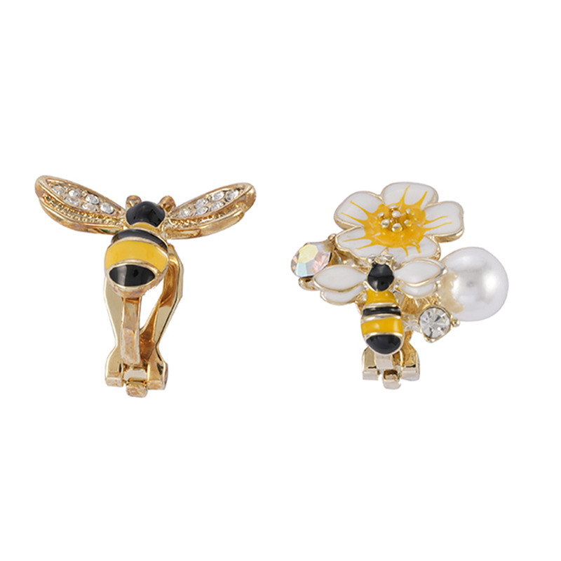 Vorrätige kleine Biene mit Blumen-Cz-Ohrringen
