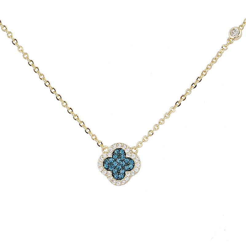 Blaue Zirkonia-Kleeblatt-Anhänger-Halskette 1,8–2,2 $